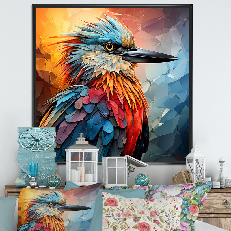 «Bird Cubist Skies I» sur toile, H 36 po x l 36 po x P 1,5 po, Cadre flottant noir