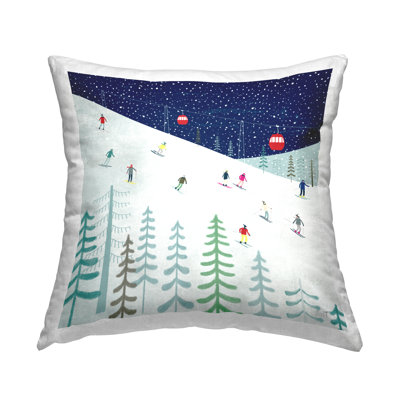 Winter Ski Slopes Night Stars Printed Throw Pillow Design By Andrew Thornton