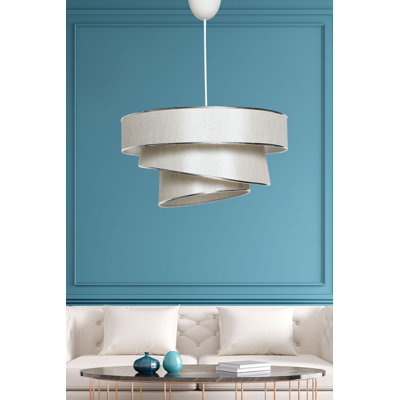 Elegant Scandinavian Chandelier with Cotton Cap, Beige & Silver, 15.7 x 15.7 x 7.9 inches | Total Height: 28.3 inches | CE Certified, E27 Socket (Max 40W) | Perfect for Country & Modern Decor, Stylish Lighting Solution
