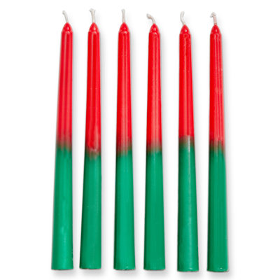 Bougies coniques brillantes vertes Groovy Christmas (lot de 6)