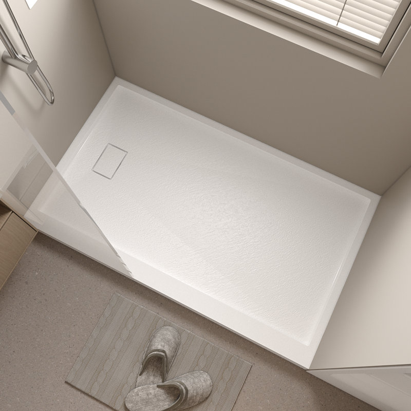 48 in. L x 36 in. Solid Surface Single Threshold Shower Base, Anti-slip SMC Shower Pan, Left Drain, Left