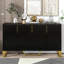 Modern Sideboard With Four Doors, Metal Handles & Legs And Adjustable Shelves Kitchen Cabinet (Black)