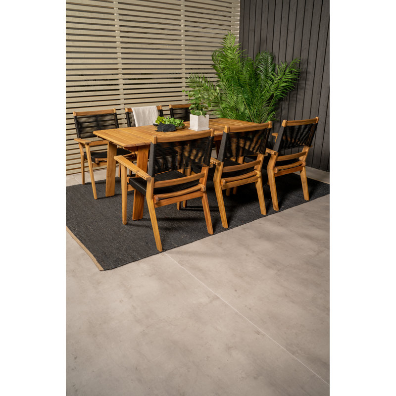 Charvi 6 - Person Wood Patio Dining Set with Rectangular Table