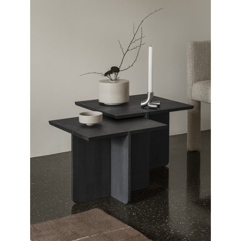 ENGAWA Natural White Oak Side Table - Small, 14.6" H x 17.7" W x 17.7" D, Black