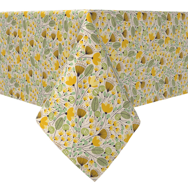 Rectangular Floral Cotton Twill Tablecloth