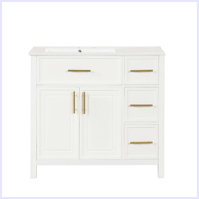 Armoire de salle de bain moderne avec deux portes et trois tiroirs Philisa
