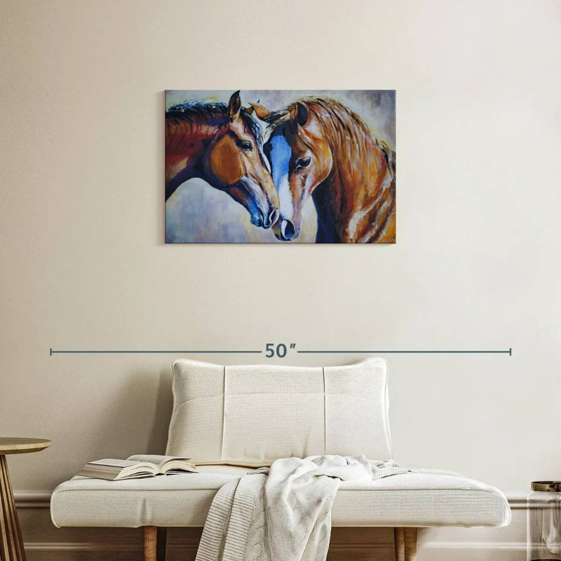 Two Affectionate Horses, 20" H x 30" W