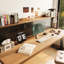 Bureau noyer + bois massif rectangulaire noir + fer-2100937785