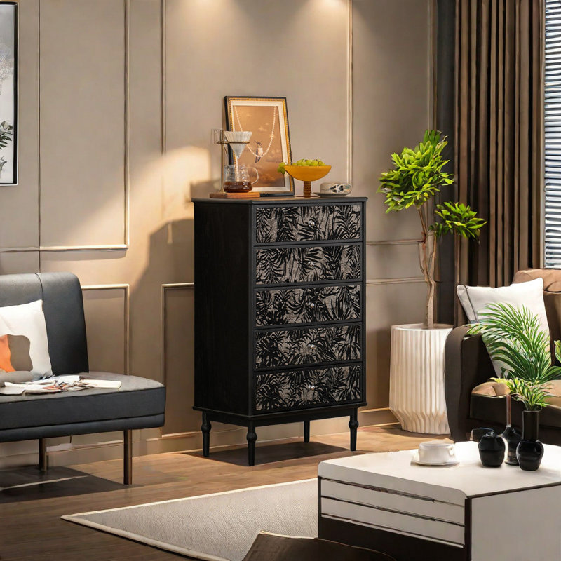 Commode d'appoint en bois massif italien, Noir