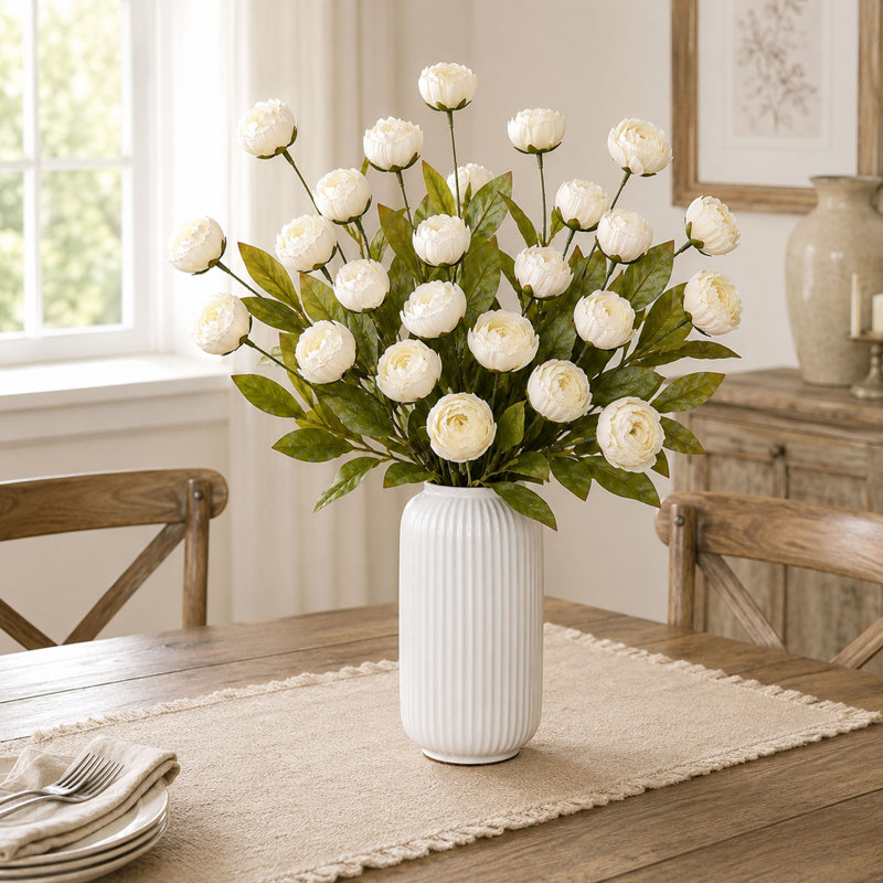 6 pièces de pivoines artificielles avec tiges de soie de 27 pouces pour vase