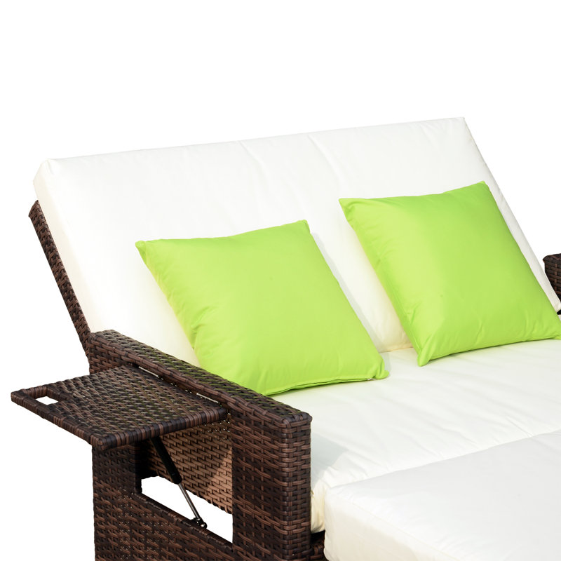 Sequim Straight Patio Daybed with Cushions, Brown