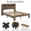 Structure de lit plateforme grand en bois avec rangement, tête de lit à DEL, 2 ports USB et assemblage facile