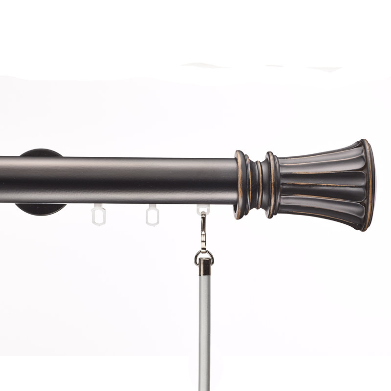 Heberling Single Curtain Rod, Black, 2.38" H x 60" W x 3.63" D