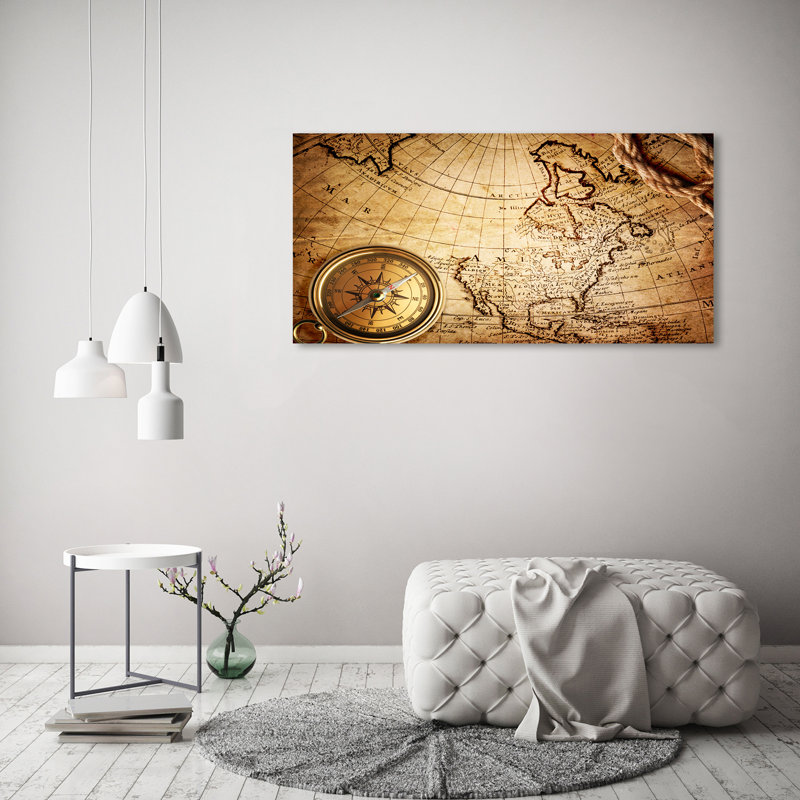 Compass On The Map - No Frame Print on Canvas