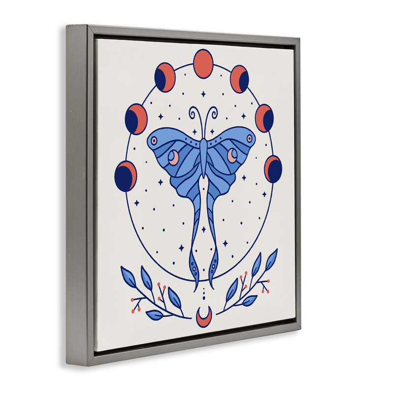 «Celestial Luna Moth», art mural encadré flottant par Ahmad, Cadre flottant gris, H 18 po x l 18 po