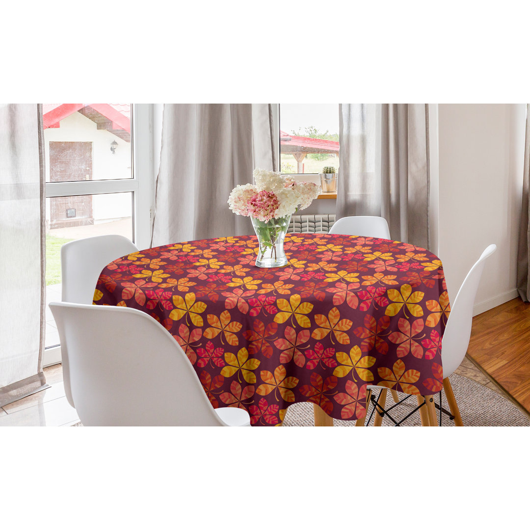 Runde Tischdecke, Bunte Blooming Fall Flora, Herbst, Lila Dunkel Koralle und Gelb