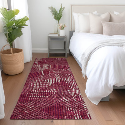 Premium Machine Washable Prisco Burgundy Rug