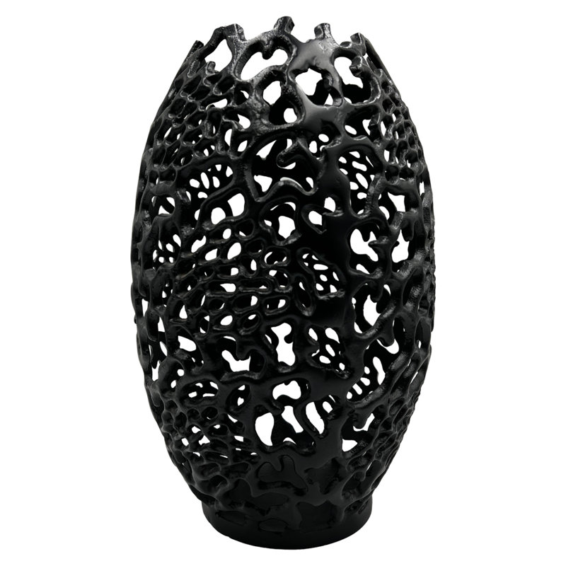 Kidane Handmade Aluminum Table Vase, 20" H x 13" W x 13" D, Black