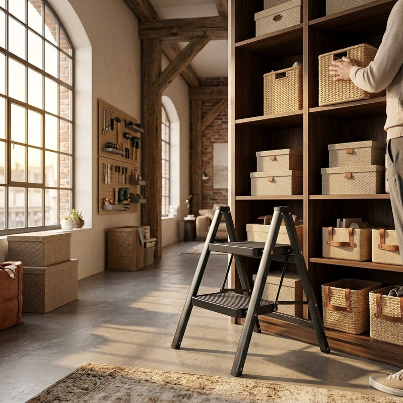 Steel Step Ladder, 61cm H, Grey, 43cm W