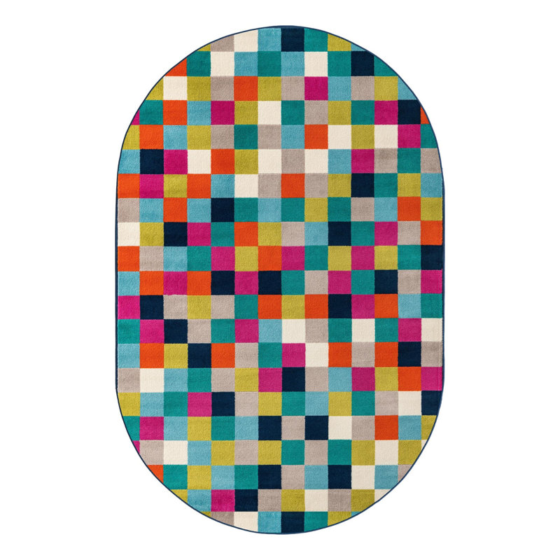 Analiese Geometric Indoor Rug, Oval 5'3" x 8'
