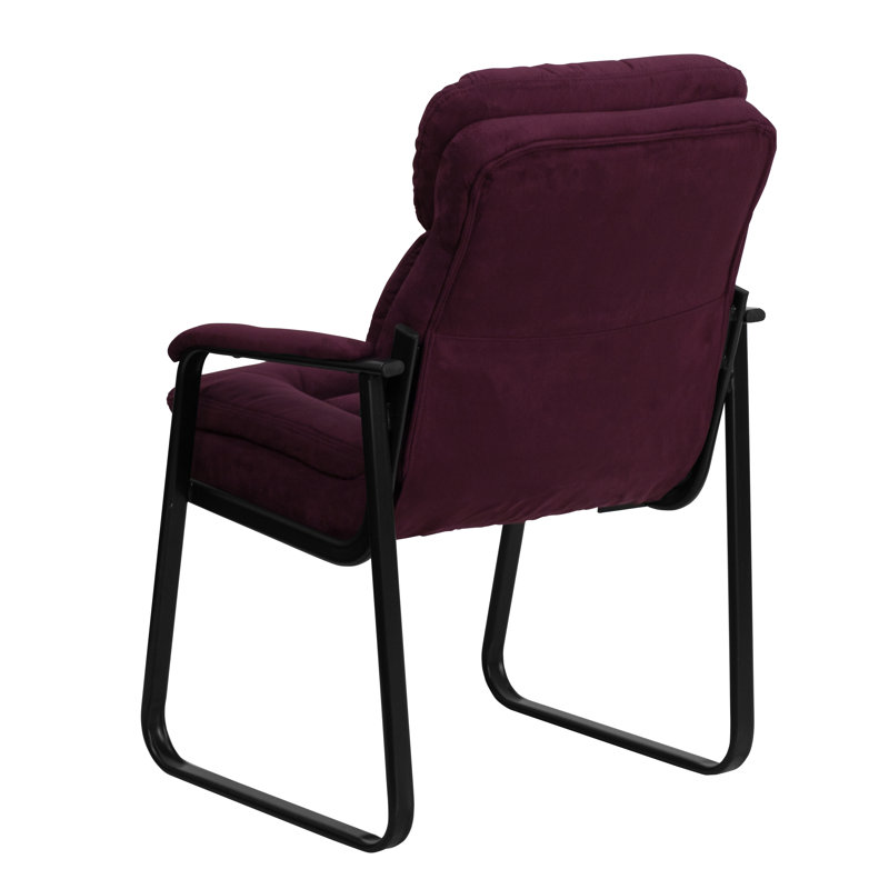 Executive Side Reception Chair with Lumbar Support and Sled Base, Purple Microfiber