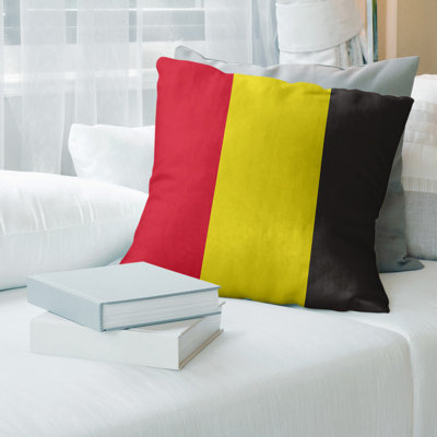 Striped Leather/Suede Reversible Throw Pillow