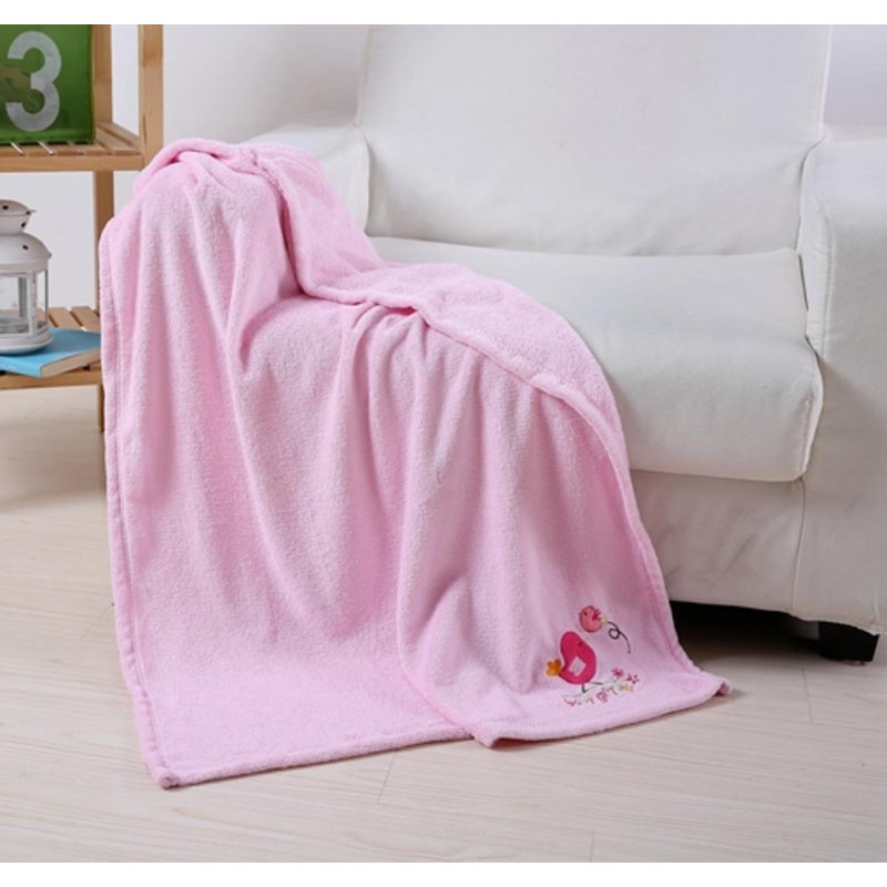 Couverture mignonne brodée ultra douce, Rose