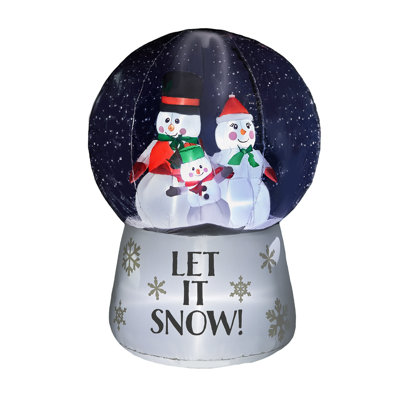 Lighted Christmas Inflatable Snow Globe, 51.2" L x 49.6" W x 72.4" H, Snowman Family Scene, White, Built-In LED Lights & Circulating Snow Fan