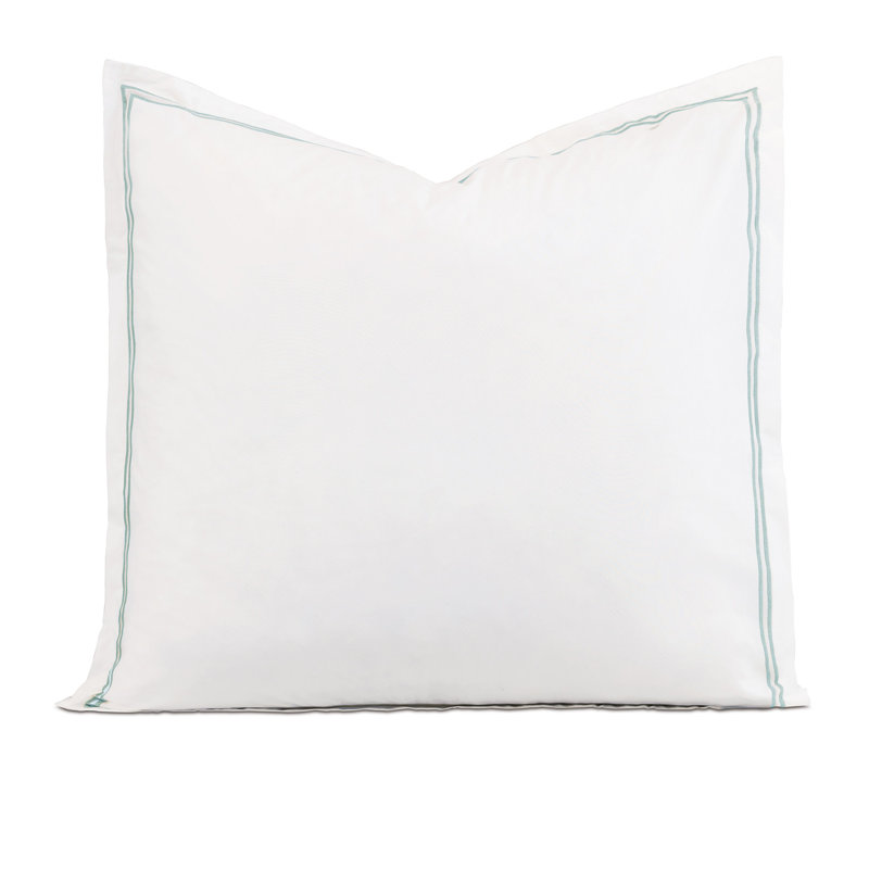 Enzo 100% Cotton Pillow Sham, Euro, White/Lake