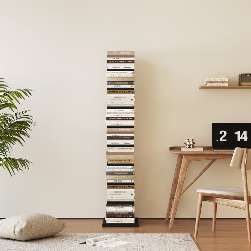 9 Tier Bookshelf, Vertical Corner Shelf With Modern Invisible Spine Ladder Bookcase Space-saving Organizer, Black