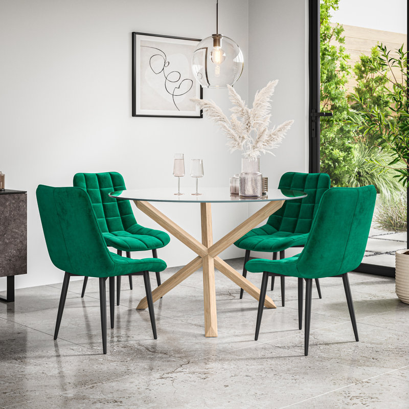 Darcus 4 - Person Dining Set, Oak/Green