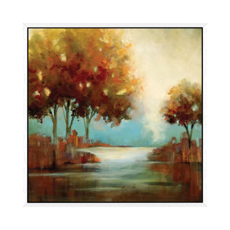 Fall River II 1 Piece Painting on Canvas, 45.72 cm H x 45.72 cm W, White Framed