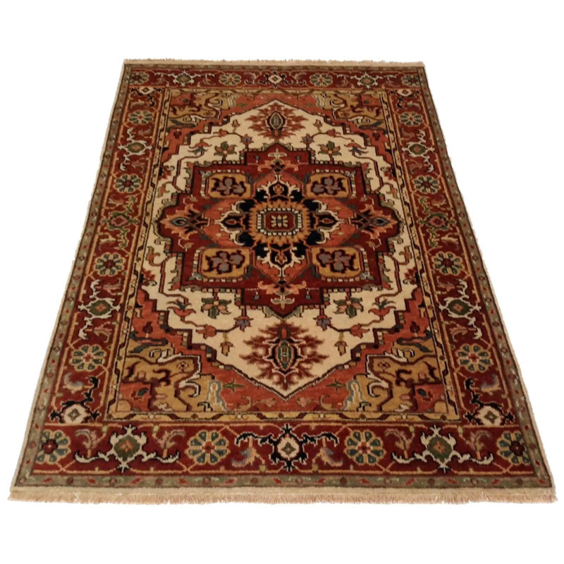 Canvello Hand Made Traditional Medallion Indo Heriz Rug - 3'11'' X 5'11''