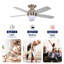 Ventilateur de plafond 52 po avec pales argentées et or brossé 