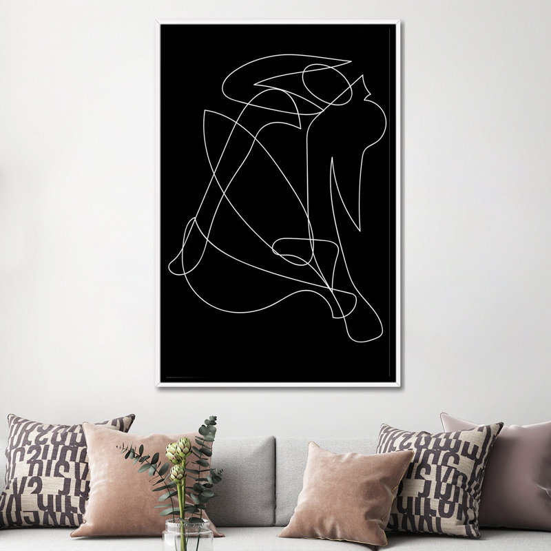 Silhouette déconstruite par Mambo art studio-impression, Pas de tapis, H 60 po x l 40po x P 1,5 po, Toile blanche encadrée