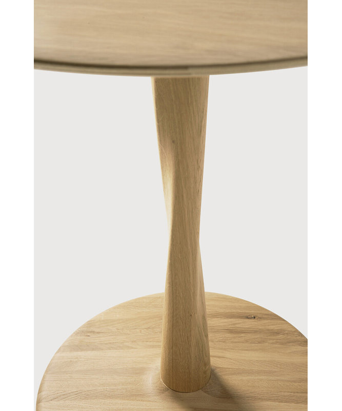 Torsion Round Solid Oak Dining Table, Oak, 30"H x 28"L x 28"W