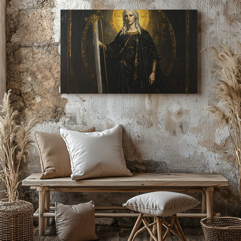 Art mural et toile épée féminine, H 9 po x l 12 po