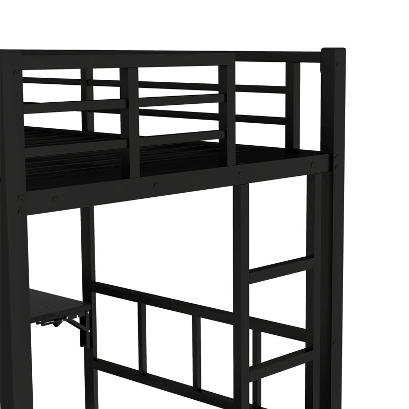 Lit superposé avec garde-robe intégré, lit superposé en métal avec lit gigogne, bureau pliable, échelles, Lit simple