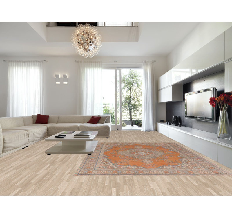 Tapis traditionnel orange en laine 10 x 13