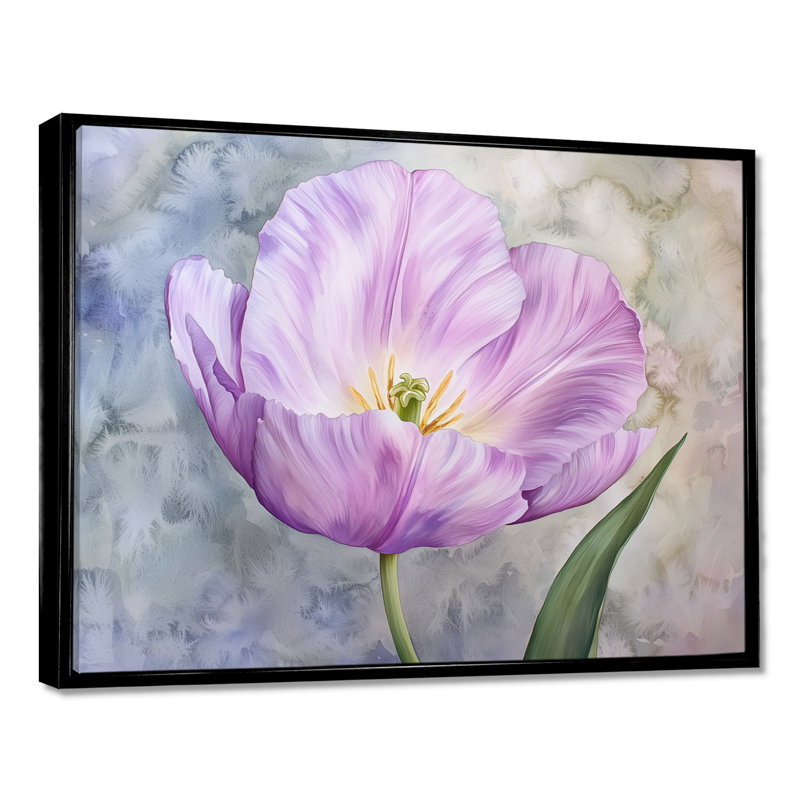 «Radiant Blossom Of Purple Tulip IV», reproduction sur toile, H 30 po x l 40 po, Noir