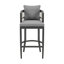 Tabouret de bar d'extérieur Rinehart en aluminium avec corde gris clair et coussins Earl Grey - ensemble de 2