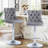 Swivel Barstools with Nailheads Trim, Velvet Button Tufted Back & Golden Footrest, Adjustable Counter Height-228128290-228128291