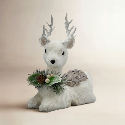 Small White Reindeer Figurine