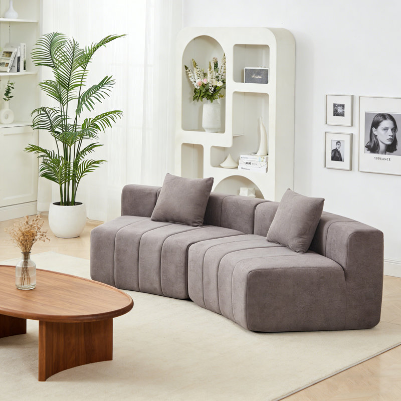 Canapé modulaire courbé Chenille, Gris