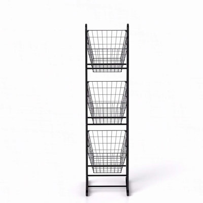 3-Tier Kitchen Storage Basket Organizer, Freestanding Metal Wire Rack for Fruit, Vegetables, and Pantry Items