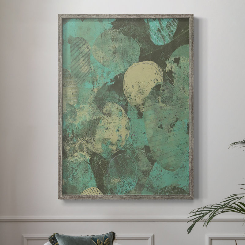 «Minty Green Orbs II», reproduction encadrée - bois massif, H 21 po x l 17 po