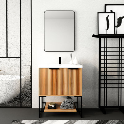 30" Freestanding Bathroom Sink Vanity With Resin Basin - Plywood Strength Trait Soft Close Doors & Drawers Modern