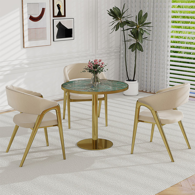 Tables de salle à manger modernes avec faux marbre, pierre frittée 32 pouces