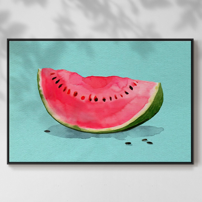Summer Watermelon I, reproduction d'art sur toile, H 25 po x l 37 po x P 2 po, Noir