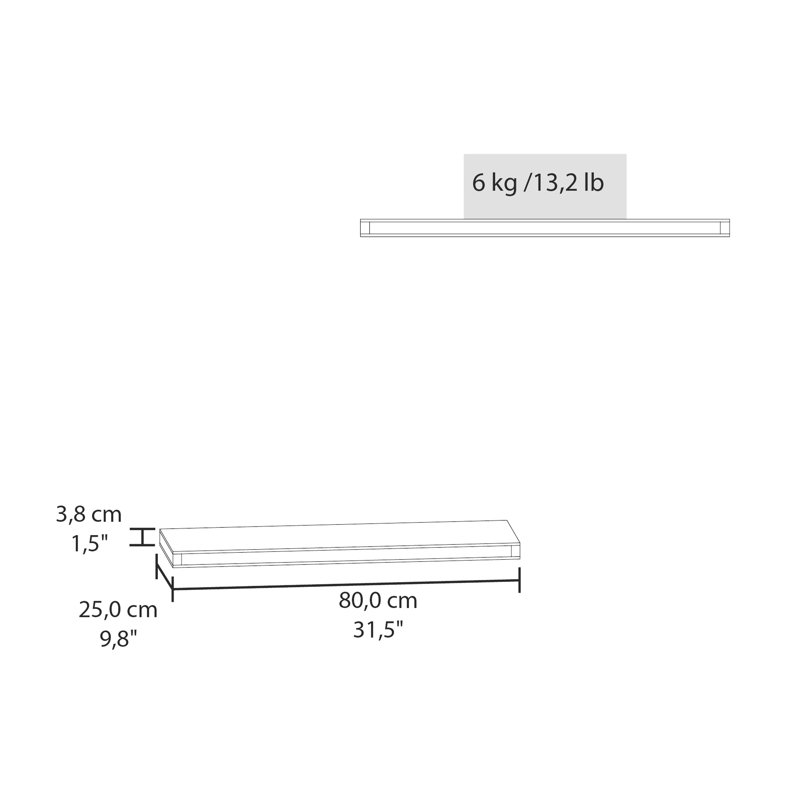 31.5-Inch Wide Floating Shelf, Wall Mounted For Sophisticated Look, Contemporary Decor 31.5" Wide, Maximizes Living Space Utility, Look